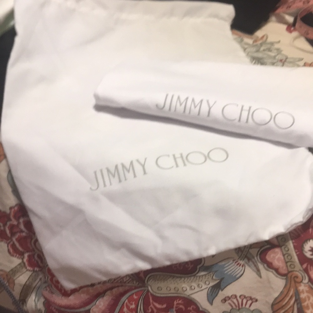 Jimmy Choo shoe covers dust bags white and gray